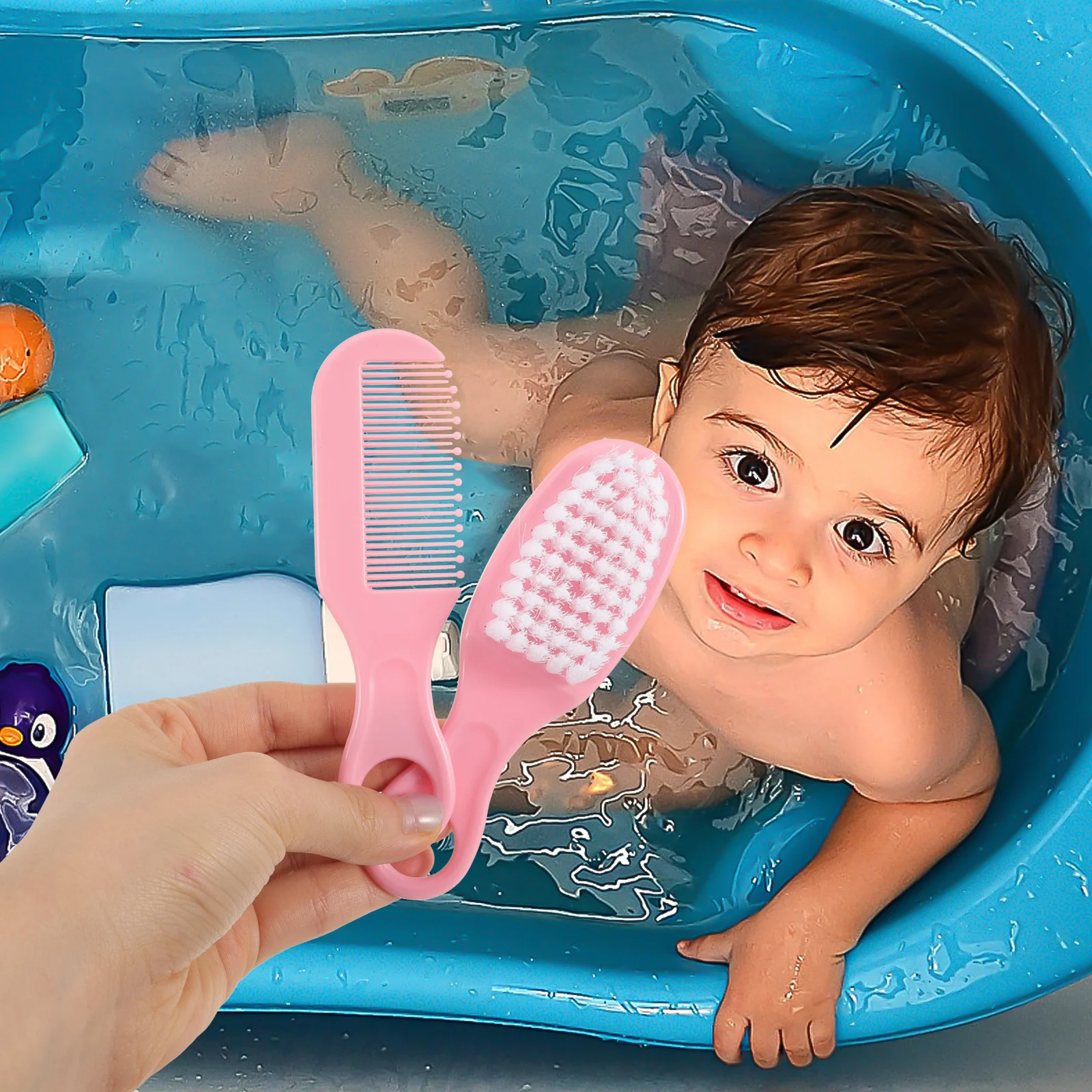 Champú para bebé, cepillo para el pelo infantil, cepillo para el pelo para recién nacidos, material para peine, juego de baño de masaje