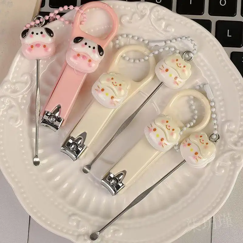 

Sanrio Hello Kitty 2Pcs Nail Clippers Ear Wax Spoon Kawaii Cinnamoroll Kuromi Pochacco Portable Manicure Nail Cuticle Nipper