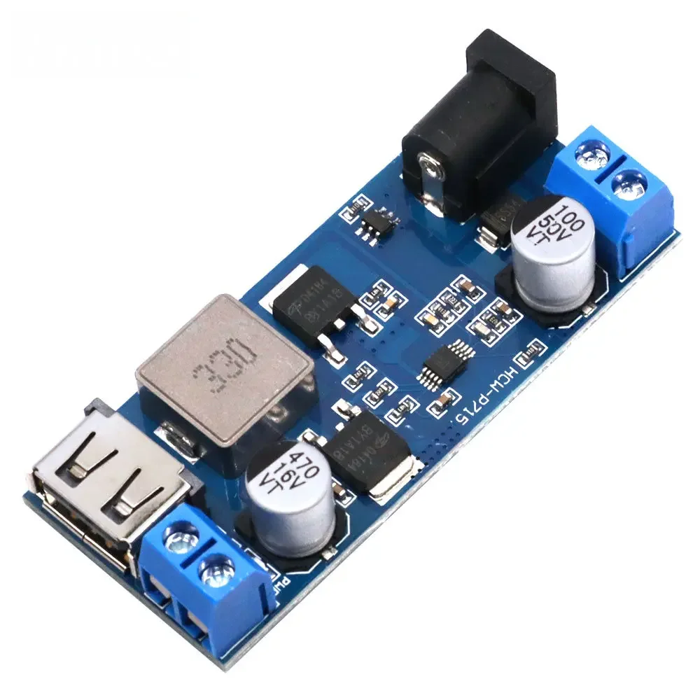 ​High-Current 5A DC-DC Buck Converter Module (LM2596S Replacement) with 24V/12V to 5V Step-Down and Adjustable USB Charging ​