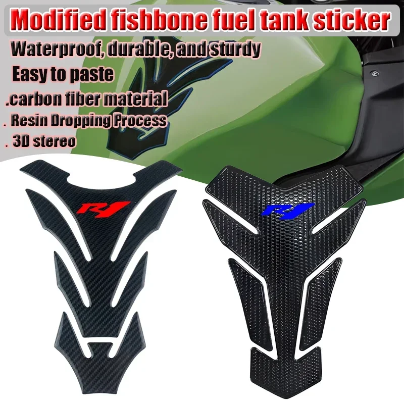 3D Carbon-look 3D Motorcycle Tank Pad Protector Decal Stickers Fit for Yama@ha R1 R1M YZF-R1 Tank