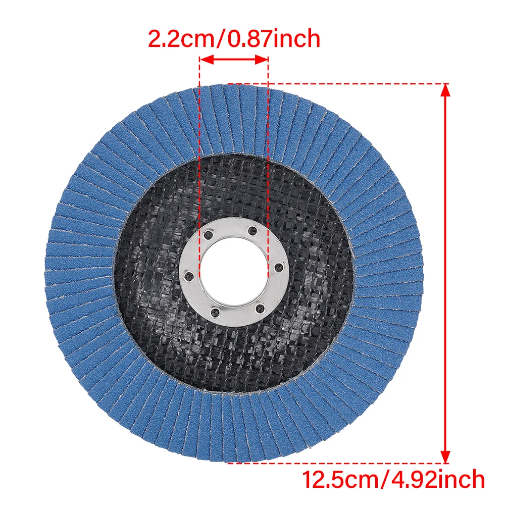 10 Uds. Discos de lijado para amoladora angular de 5 "y 125mm, discos de aleta de muela de grano 40/60/80/120, herramienta abrasiva de eliminación de madera y Metal y plástico