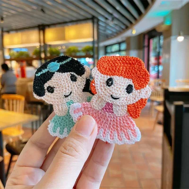 Korean Cute Colorful Wool Knitted Cartoon Princess BB Clip Children\'s Hair Accessories Fashion Sweet Girl Hairpins Headwear