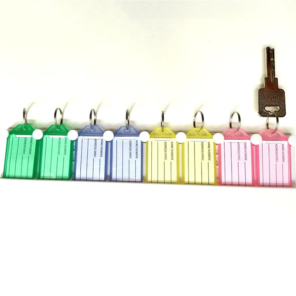 40pcs Colorful Plastic Label Keychain Luggage ID Name Label Tag Keyring Classification Key Chains (10pcs Pink, 10pcs Blue, 10pcs