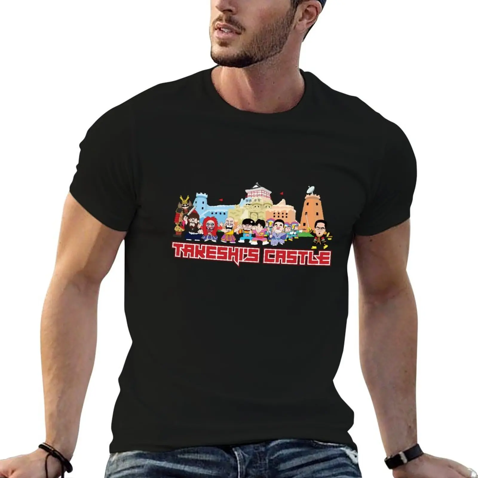 

Takeshi's Castle - Main Group Illustration Graphic T-Shirt t shirts cotton 100% t shirt man cotton T-Shirt
