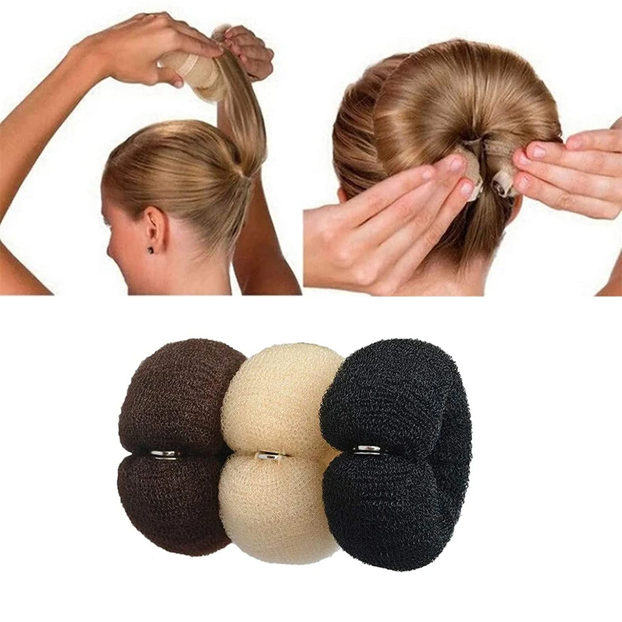 

1Pc 17cm22cm Hair Bun Maker Donut Magic Foam Sponge Black Ivory Brown Easy Big Ring Hair Styling Tools Hairstyle for Girls Women