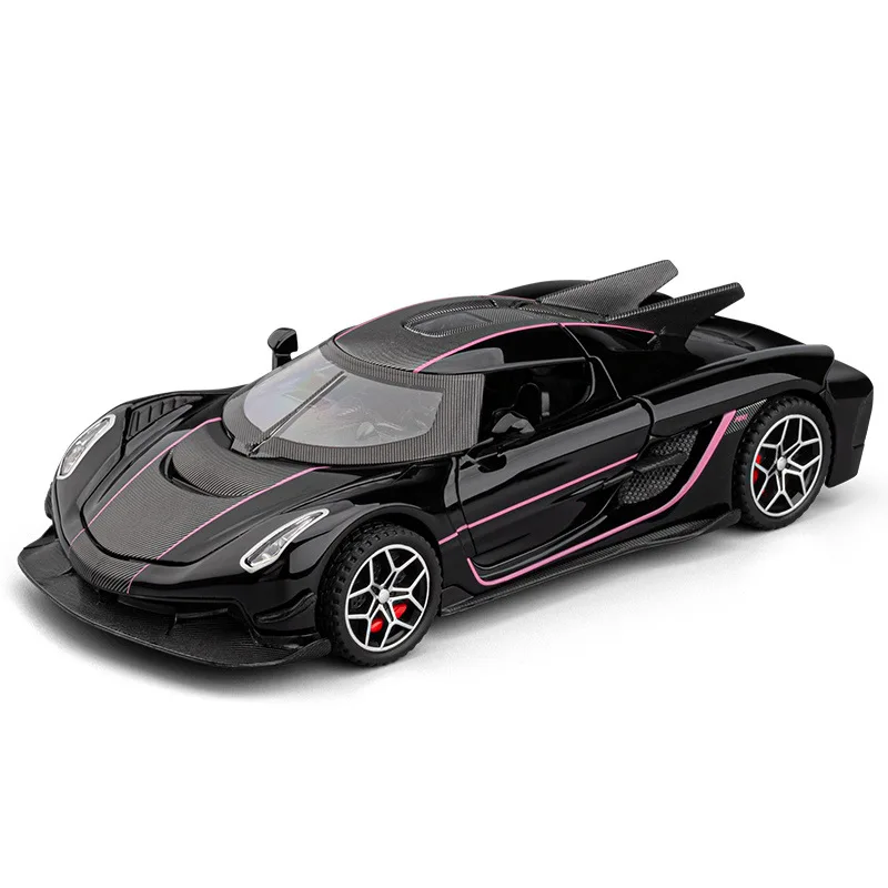 1:32 Supercar Metalowy Model Auta z Odlewu Stopowego z Dźwiękiem i Światłem, Napędem Pull-Back, Zabawka dla Dzieci, Miniaturowy Pojazd, Prezent Urodzinowy