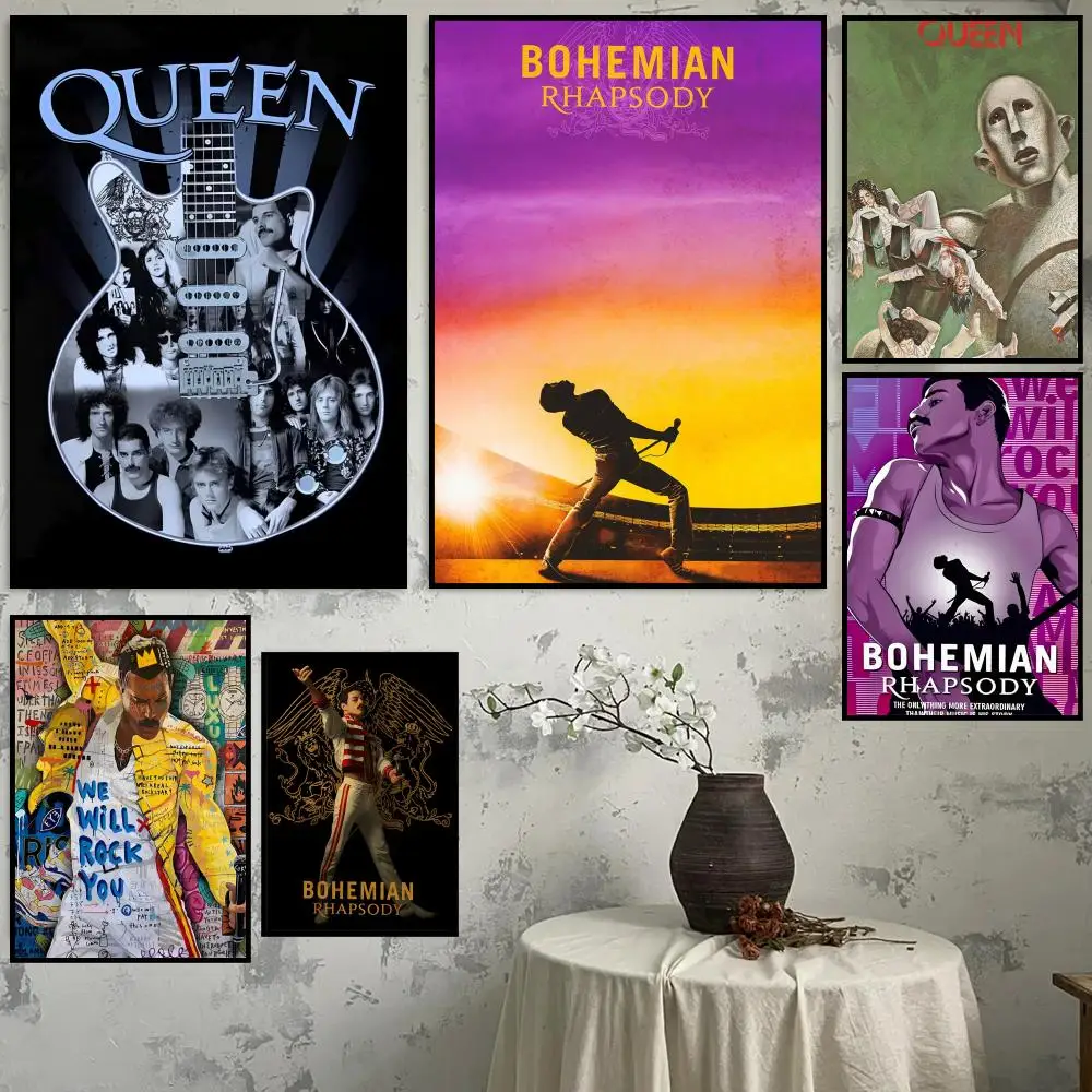 

Classic Rock Band Q-Q-Queen Movie Painting Calligraphy HD Waterproof Canvas Poster Nordic Aesthetic Wall Decor for Home Bar