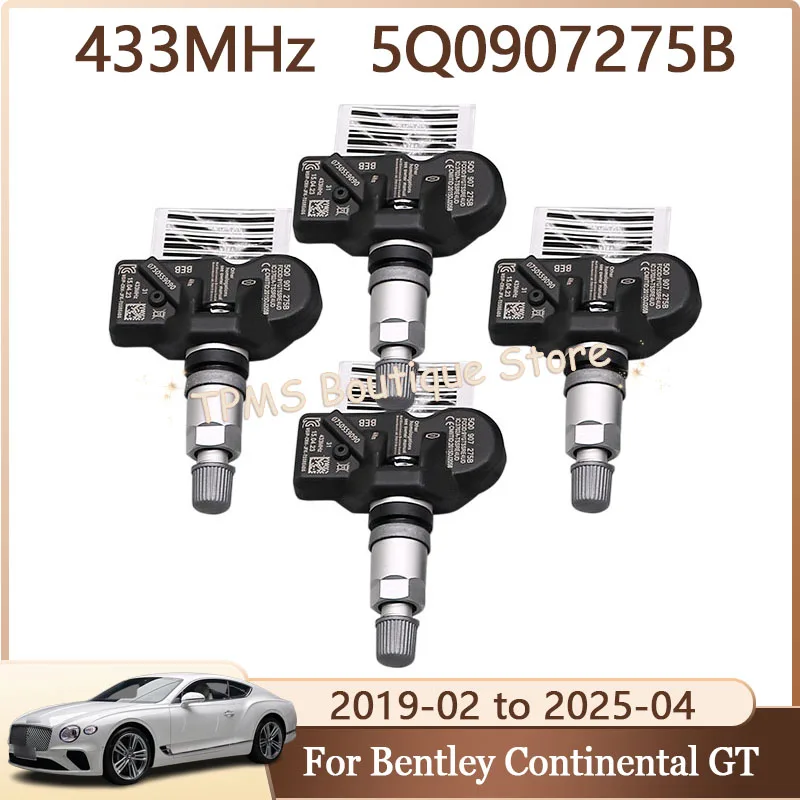 

4PCS 433MHz 5Q0907275B Car Tire Sensors System Tyre Pressure Sensor For Bentley Continental GT Mulsanne Bentayga Audi Volkswagen
