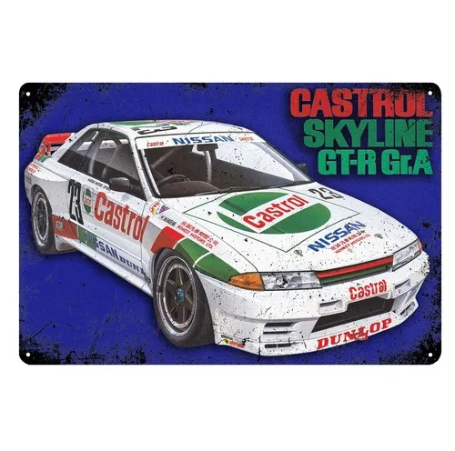 Castrol Skyline GtR Gr.A Racing Car Metal Poster Collectable  Sign