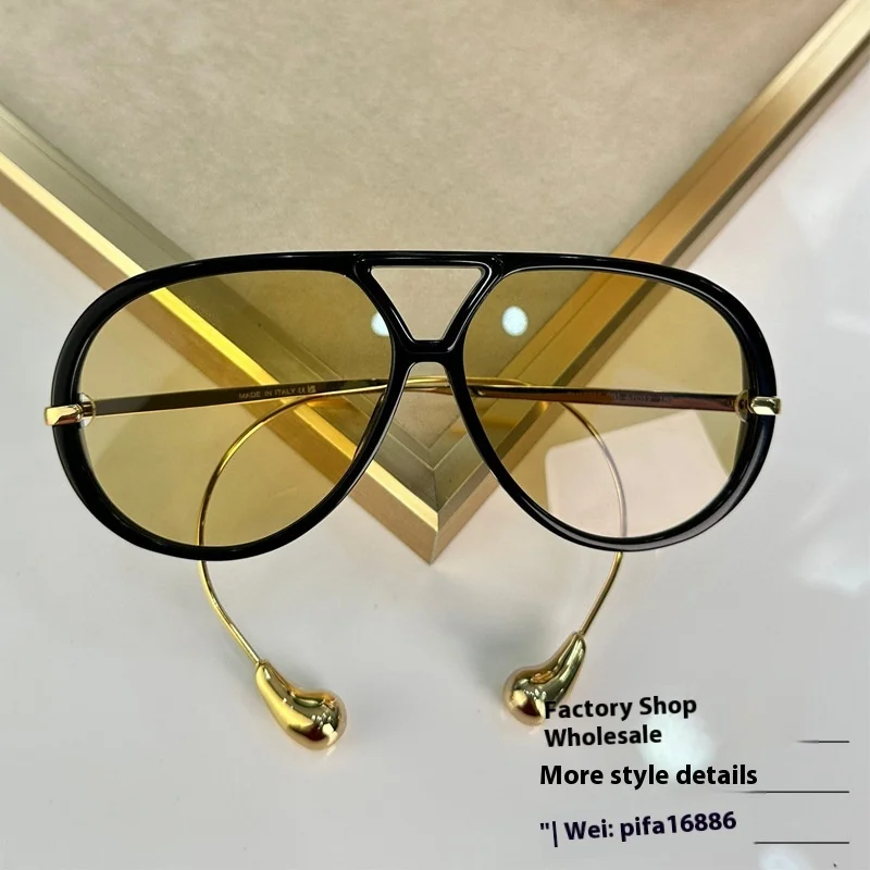 Pull Wind Steel Ball UV400 Optical Lenses Exclusive Cross-Border Export Black PC Unisex 1273 Ins Tide Double Beam Sunglasses
