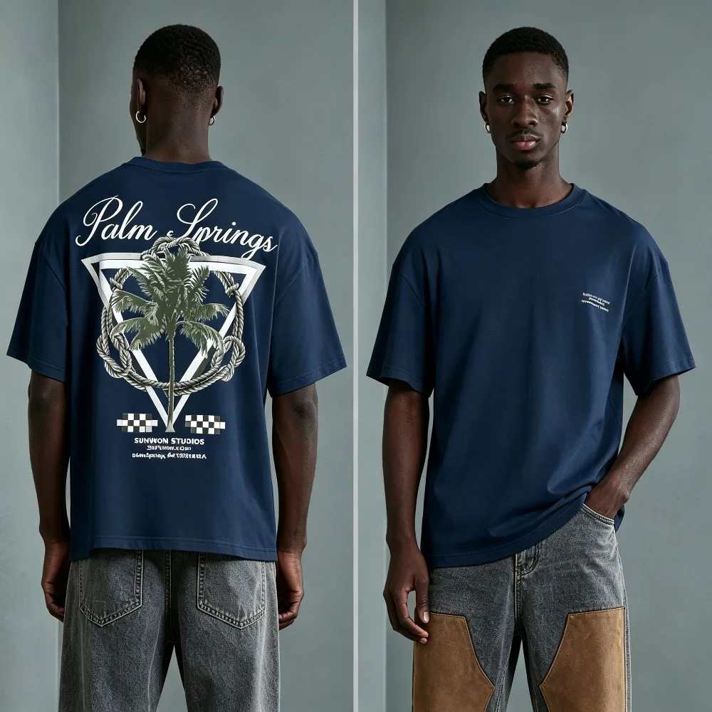 2026 New SUMWON Urban Loose Palm Springs Vintage California Vibe , Street & Skate Casual Summer Short Sleeve Tee