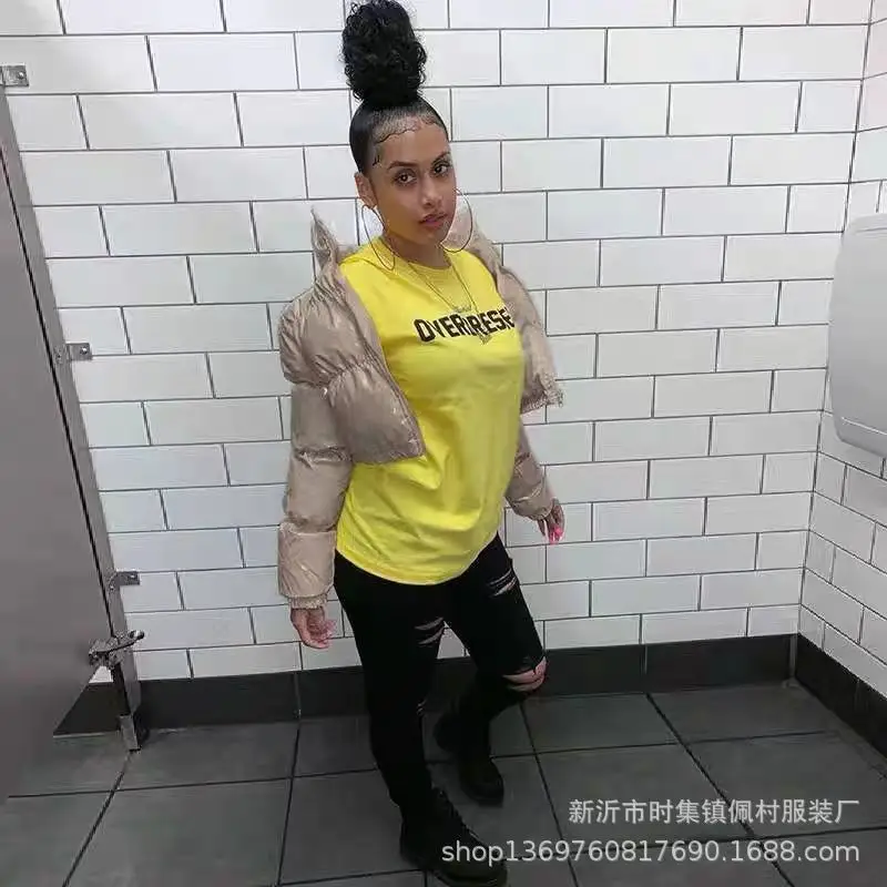 Women's Autumn Winter Tops Coat Cotton Coat Long Zipper Glossy Thickened Slim Slim Loose Leisure Simple Comfortable Versatile