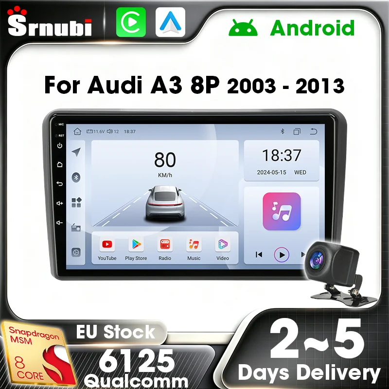 Image of 2-Din-Android-Auto-Multimedia-Player GPS-Navigation Autoradio Wireless Carplay für Audi A3 8P 2003-2013 UIS6125 Automotive Intelligent Systems FM AM Display-Bildschirm