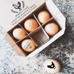 Custom Chicken fresh Egg Labels Stamp- egg Carton box Coop self ink Farm stamp - Chicken Just Laid Date - Coop Labels ink Stamp