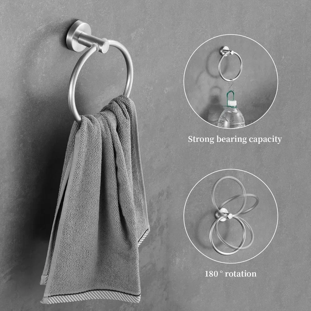 Bathroom Hardware Set 10 Pieces, Stainless Steel Towel Bar Set includes 2 Packs 16 inch Towel Bar, 4 Packs Towel Hook