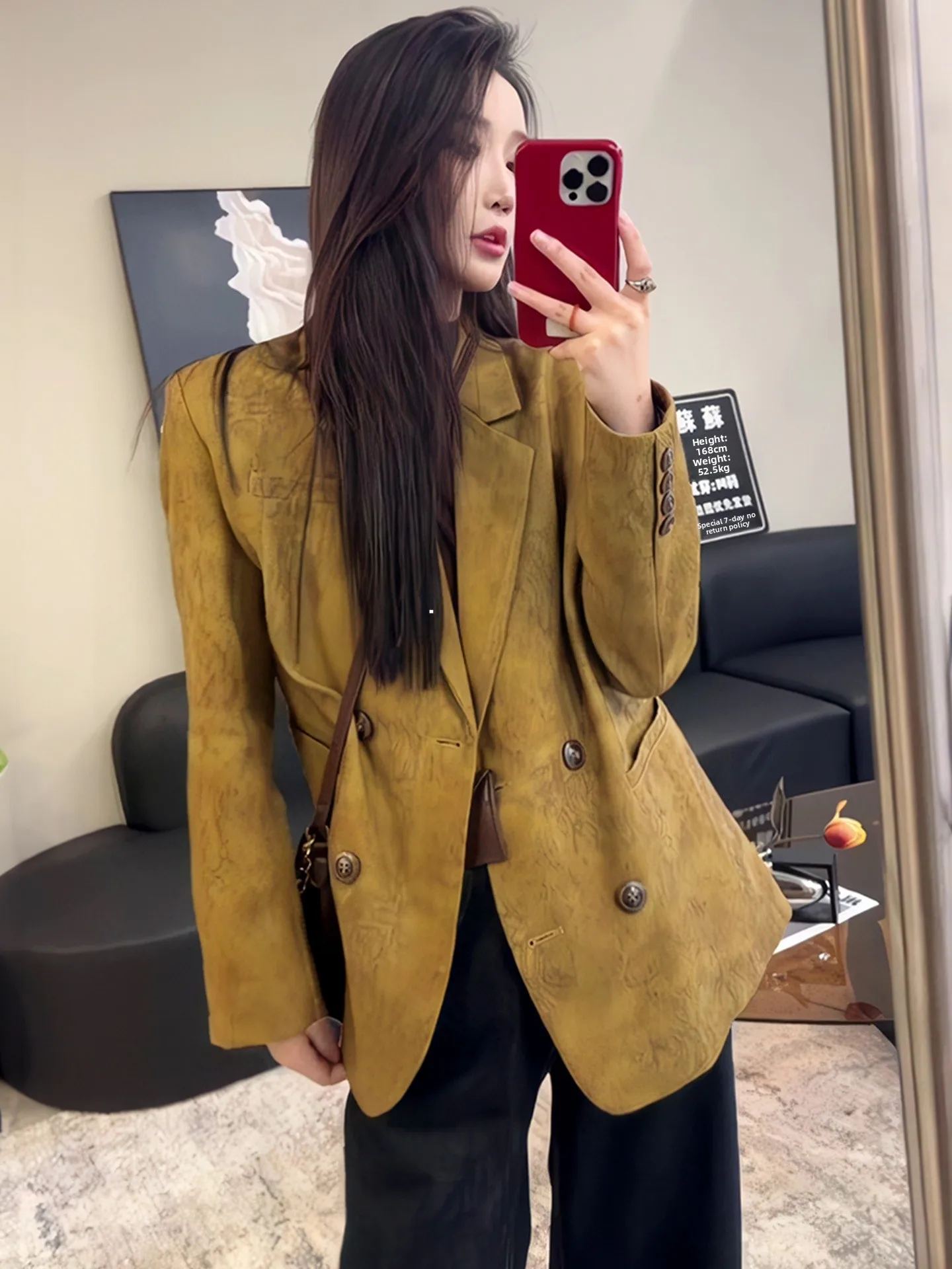 

ROUJE KEFSS Винтажный элитный женский повседневный свободный костюм: пиджак и юбка А-силуэта с высокой талией, осенне-весенний сезонный комплект с длинным рукавом