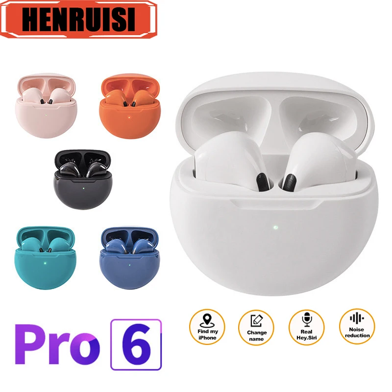 Pro 6 Macaron TWS Wireless Bluetooth Earphone Stereo Binaural Sport Headset for iPhone Xiaomi iPad Tablet with Mic Fone Earbud