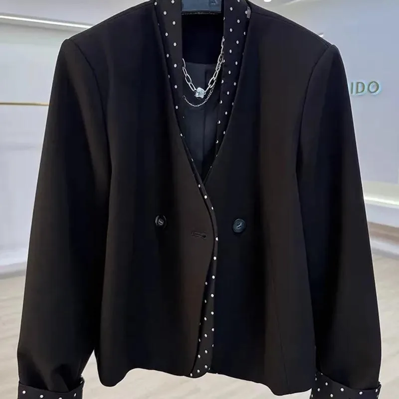 Fashion Splicing Short Blazer Mujer Spring Autumn Korean Versatile Elegant Woman Blazers Office Lady Vintage Chaqueta Mujer