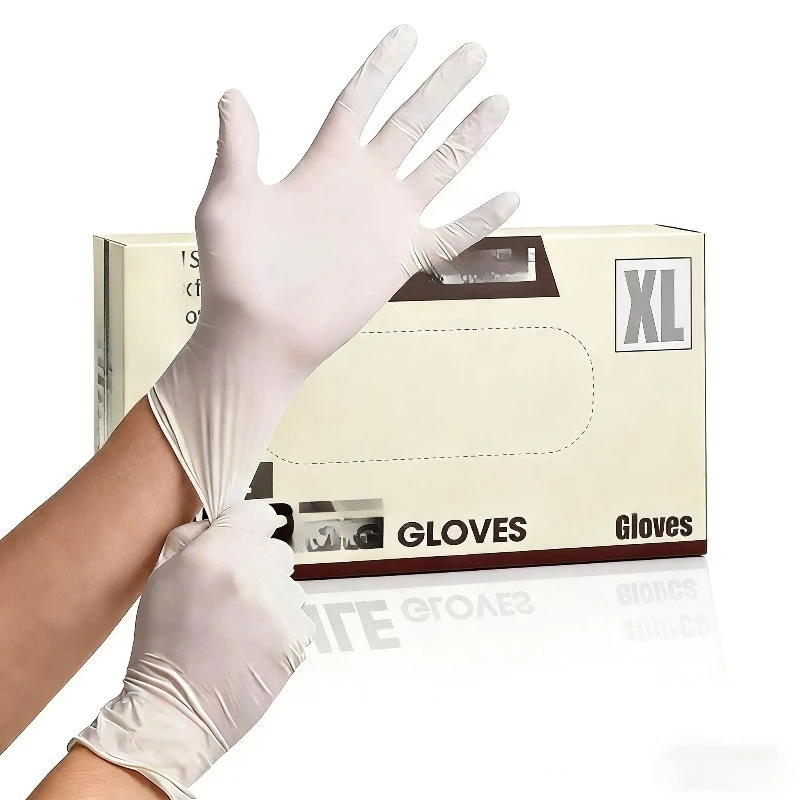 30/60/100PCS White Disposable Nitrile Gloves Nail Art Pet Bathing Disposable Nitrile Gloves Home Cleaning Tattoo Hair Dye
