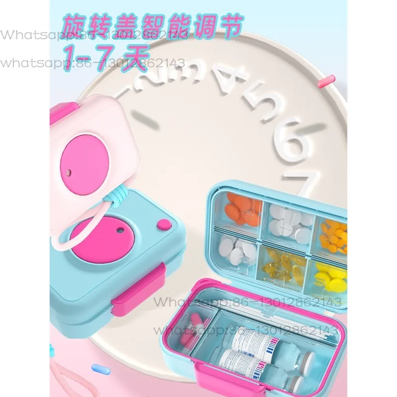 Portable portable seven days a week sealed moisture-proof high-value medicine box solid-liquid partition tablet storage box