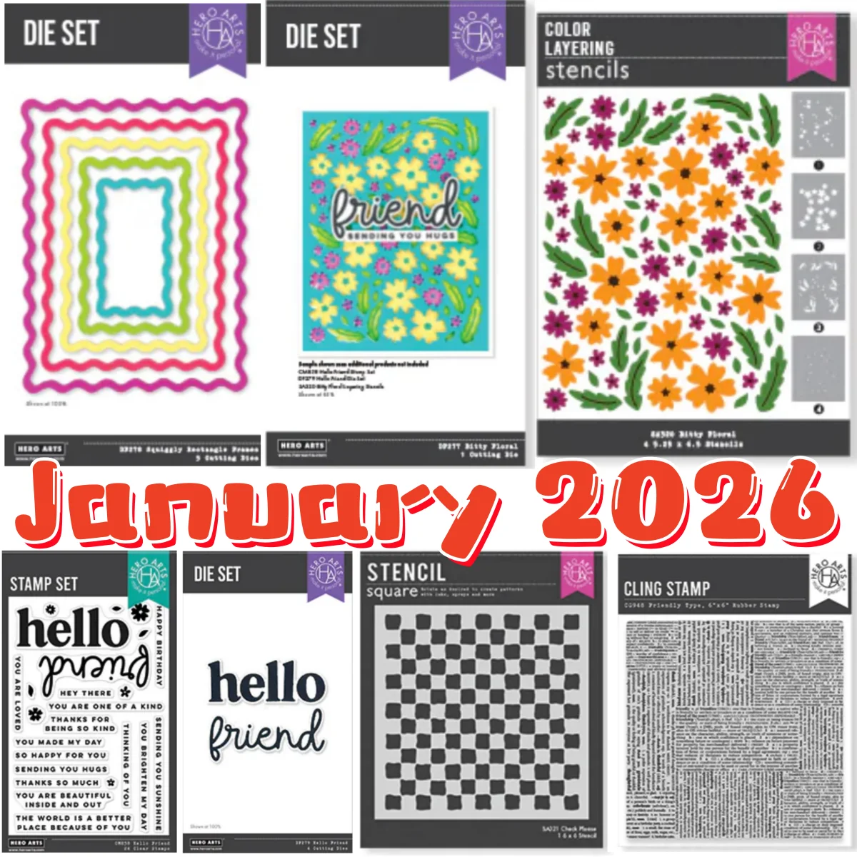 2026 Spring Metal Cutting Dies Clear Stamps Stencil For DIY Scrapbook Craft Decoration Embossing Template Supplies January New