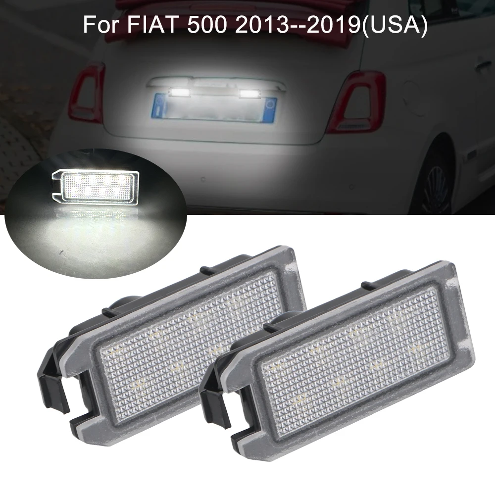 

For FIAT 500C 2013--2019 2Pcs 12V 0.17A LED License Number Plate Light LED Interior 5700K White Car Lamp 50000H License Lamp