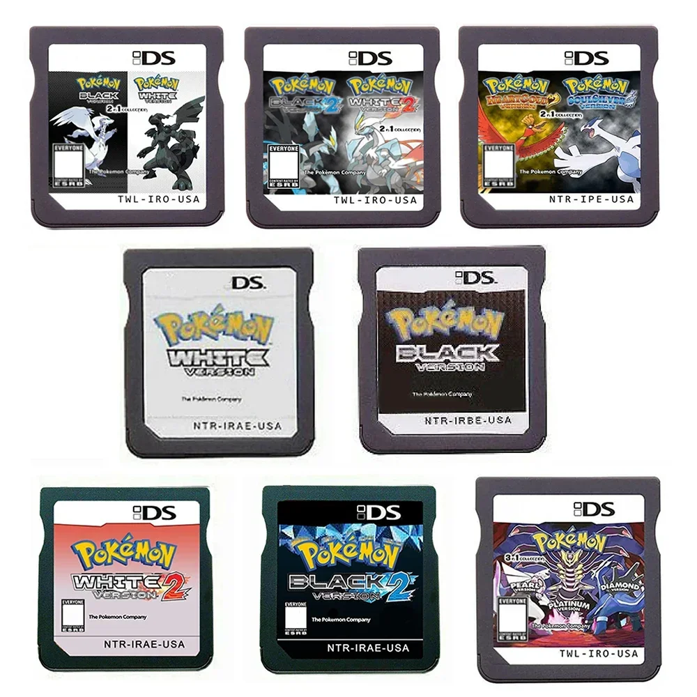 DS Video Game Cartridge (R4 Memory Card Version) Pokemon HeartGold SoulSilver Black White for NDS/2DS/3DS/NDSL