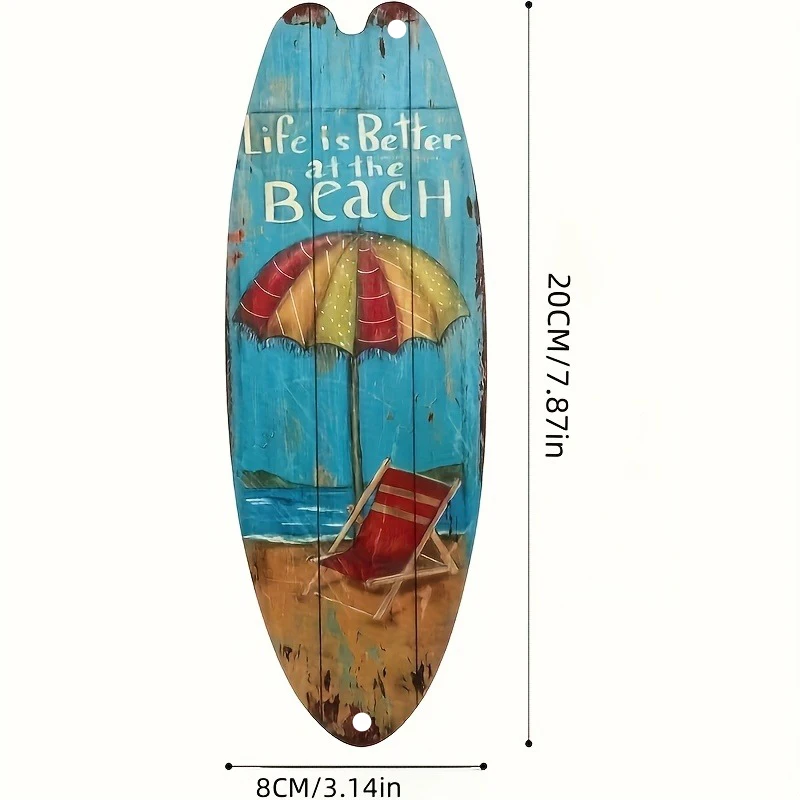 [Beach Themed Art Decoration]   Metal Surfboard Wall Decoration Set | Beach Themed, Vintage Sun & Summer Quotes, Palm Tree3pcs