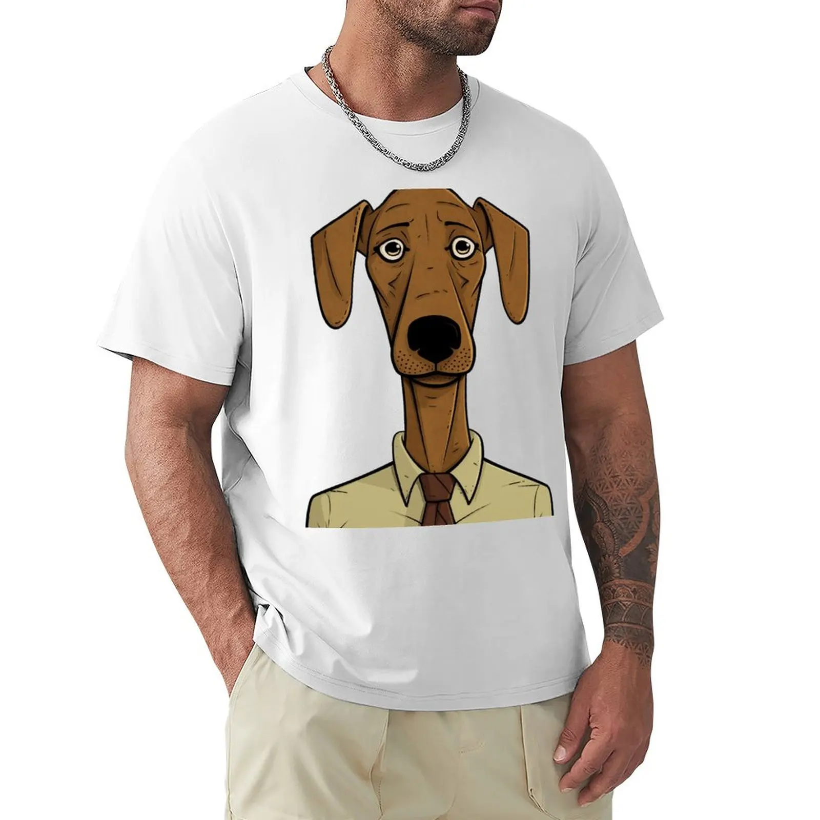 Playful Human-Like Dog Cartoon Illustration (No. 15) T-shirt plain anime clothes Short sleeve tee vintage Men's t shirts