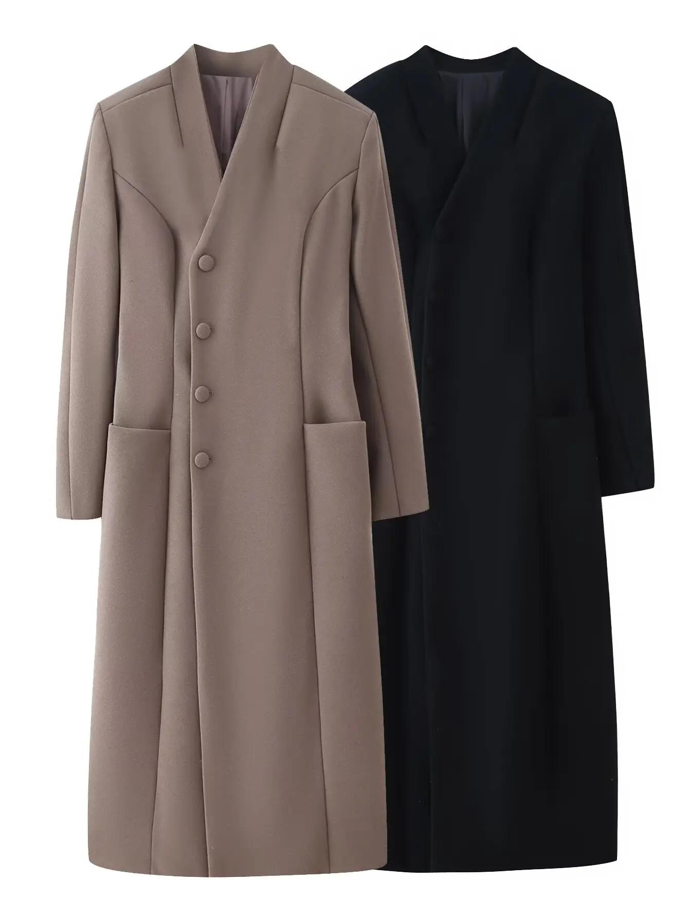 

Женское шерстяное пальто-ветровка NINE ZAR с боковыми пуговицами, утяжкой на талии, подплечниками, длинными рукавами и воротником-стойкой