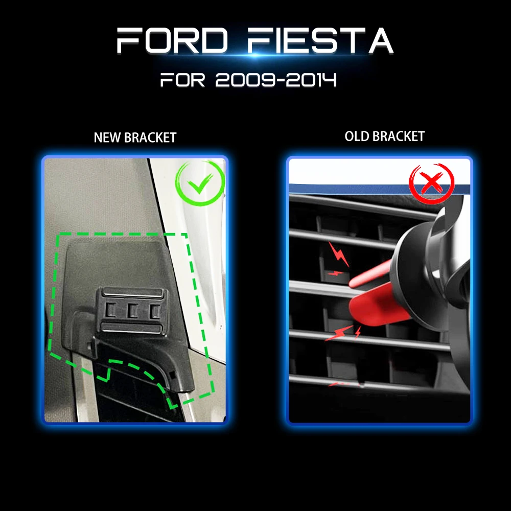 NEW For Ford Fiesta 2009-2014 Car Phone Holder Special Fixed Bracket Base Interior Ventilation vent support phone holder