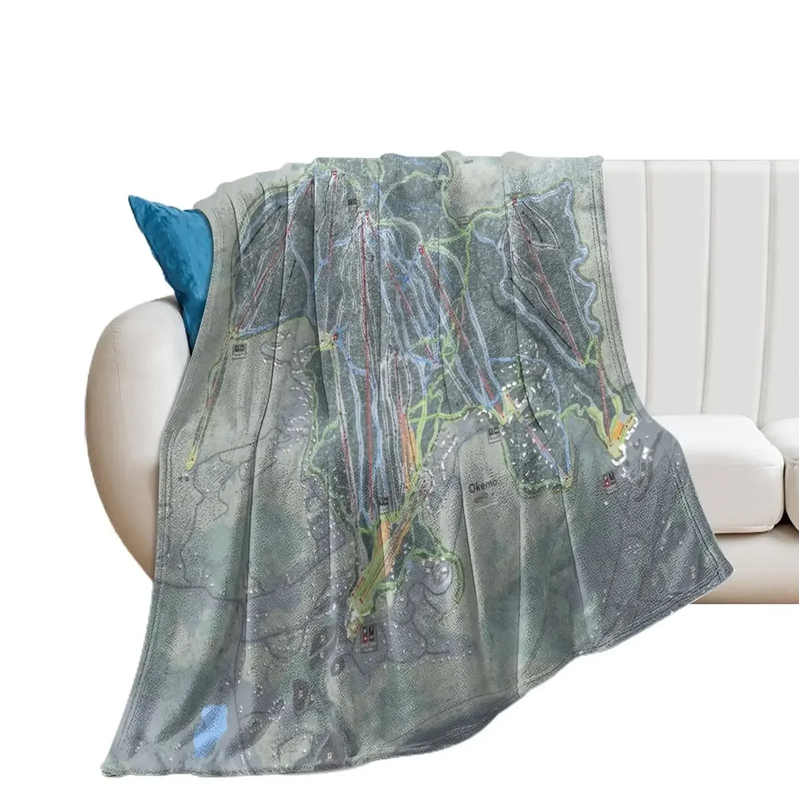 Okemo Resort Trail Map Throw Blanket for winter Luxury Throw Furry Nap Blankets