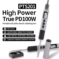 PTS201 PD 100W Soldering Iron Portable Solder Station PID Temperature Control for Electronic DIY Repair