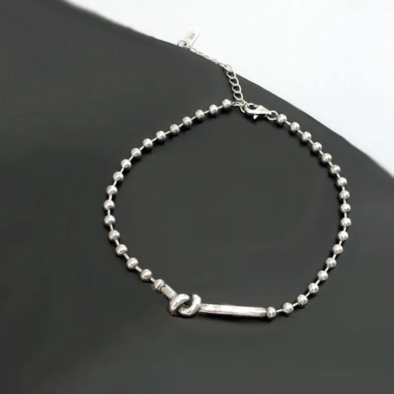 925 Sterling Silver Bracelets for Women Men String Accessories Trend Narrow Retro Beads Pendant Party Jewelry Gift