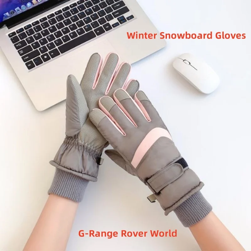 

New Winter Snowboard Gloves PU Leather Non-slip Touch Screen Waterproof Motorcycle Cycling Fleece Warm Riding Gloves New