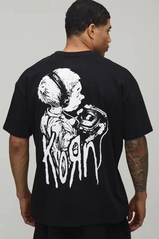 Korn Follow The Leader Oversized Band Graphic T-Shirt Cotton Men Women Streetwear Tee