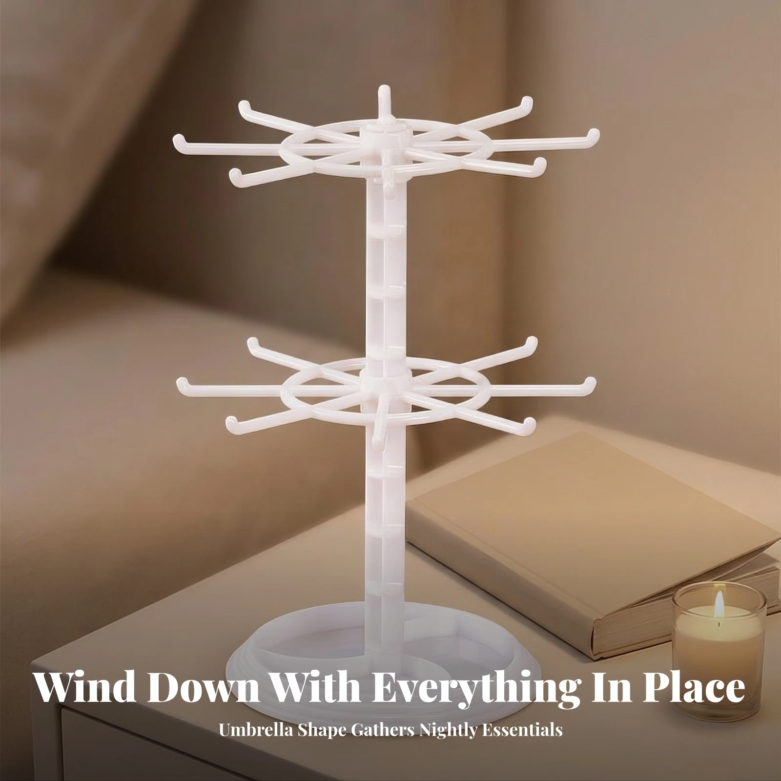 Keychain Display Rack Space-Saving Rotating Jewelry Display Stand Jewelry Stand with Hooks Portable Earring Holder Sturdy
