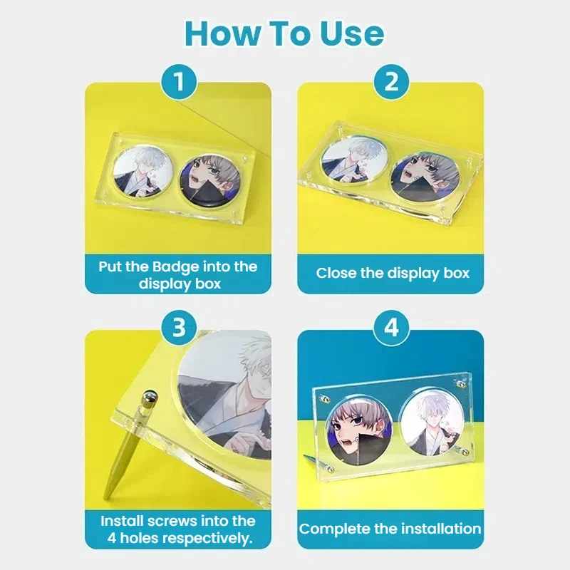 Acrylic Badge Desktop Display Stand Baji Card Brick Sealed Dustproof Transparent Storage Box for Anime Peripheral Badges Cards