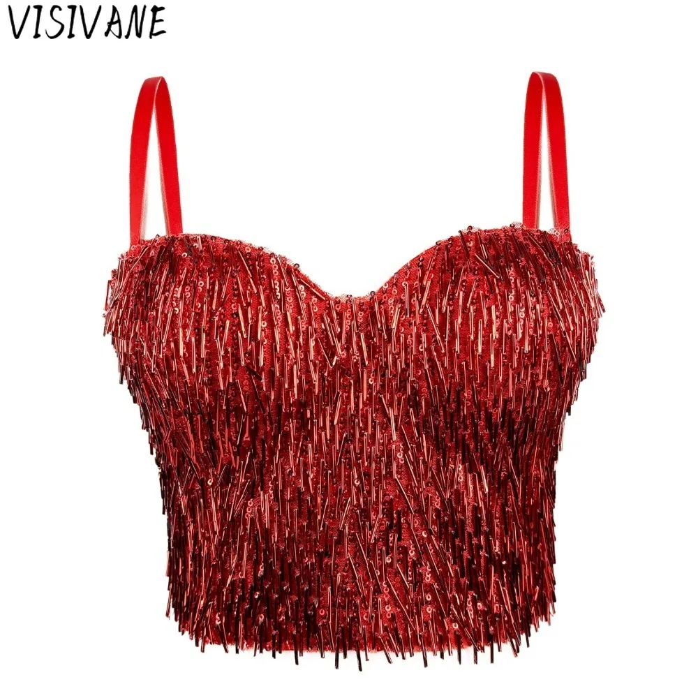 Stage Show Corset Fashion Clothes Sequin Sexy T-shirts T Shirt Hotsweet Y2k Top Tank Top Women Clothing Camis Tees Party Club