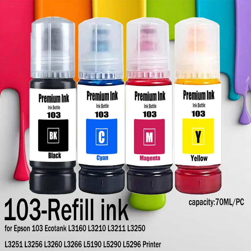 103 Refill Ink T103 104 Dye Ink For Epson EcoTank L1110 L310