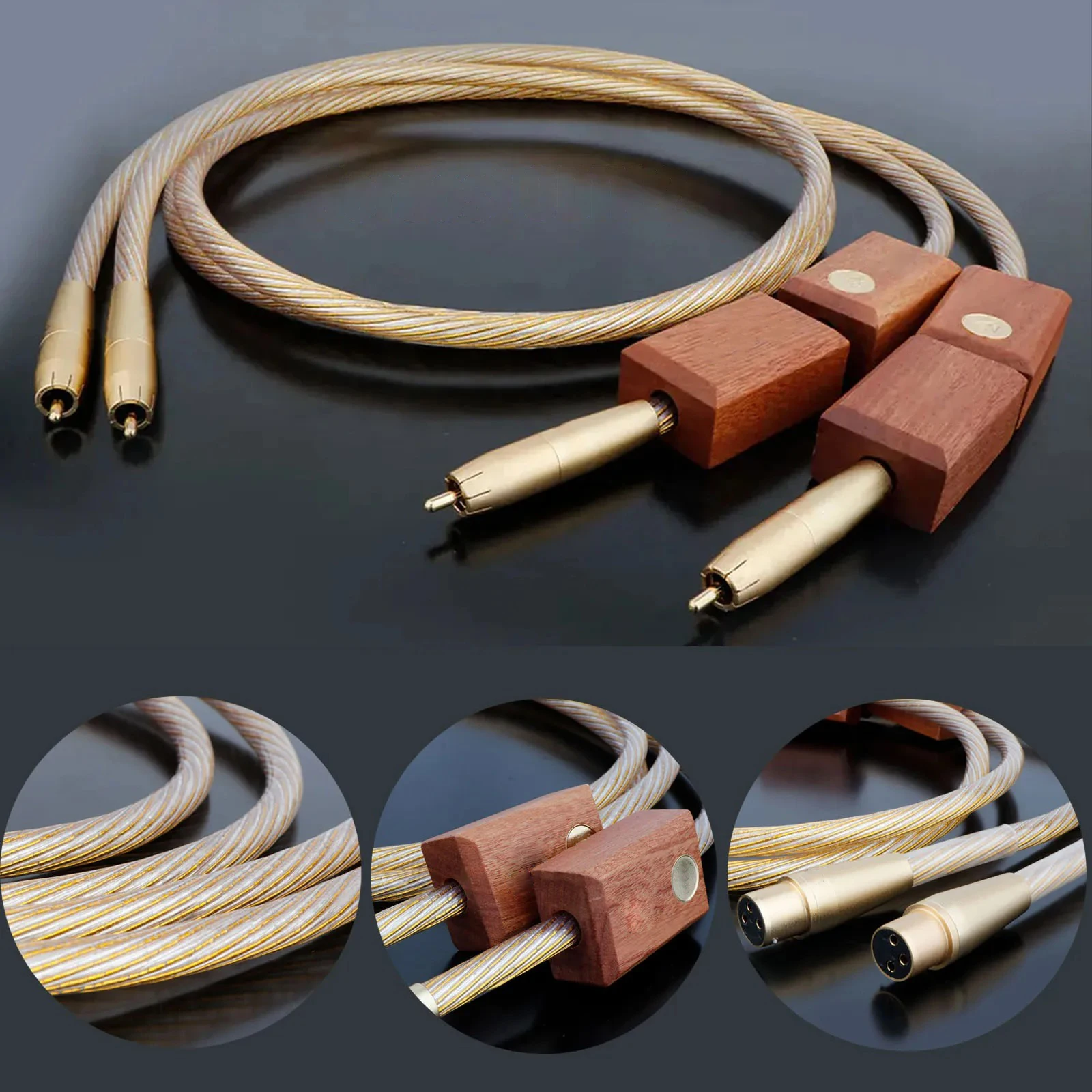 زوج كابل XLR ذهبي كابل صوت RCA 8N OCC مطلي بالفضة لمضخم مشغل DVD CD سلك متوازن لعشاق الصوت