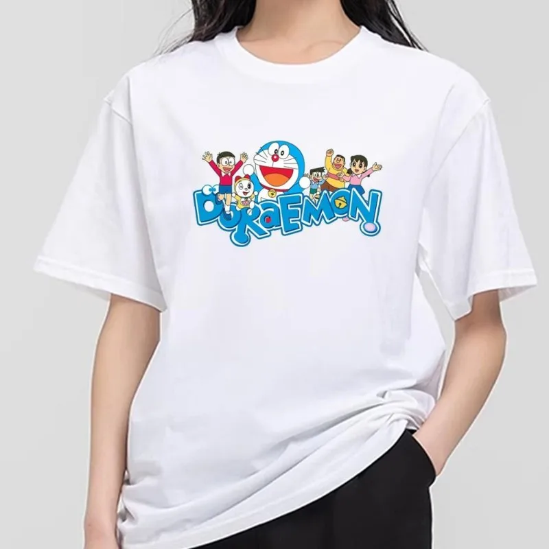 Bilibili D-Doraemon Anime T Shirt Men Couple Combination Clothes Short Sleeve Collar Fashion T-shirt Women Cotton