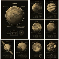 Planetas e universo retro espaço marte venus lua cartazes astronomia impressões cartaz do vintage casa quarto café decoração arte pintura de parede