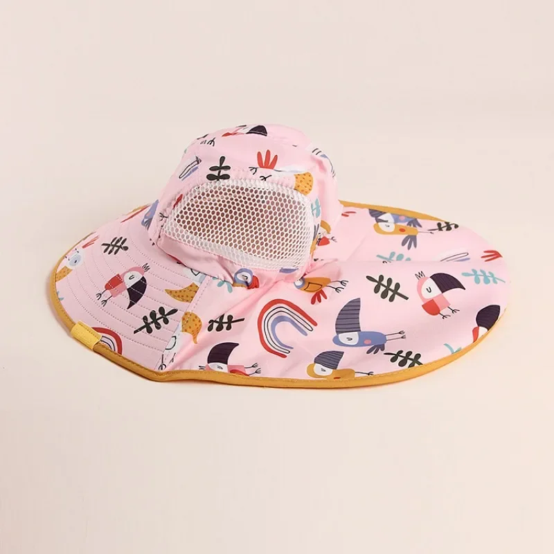 Summer Hat for Kids Bucket Hat Sun Protection Breathable Beach Hats for Boys Girls with Whistle Neck Protection Sun Cap