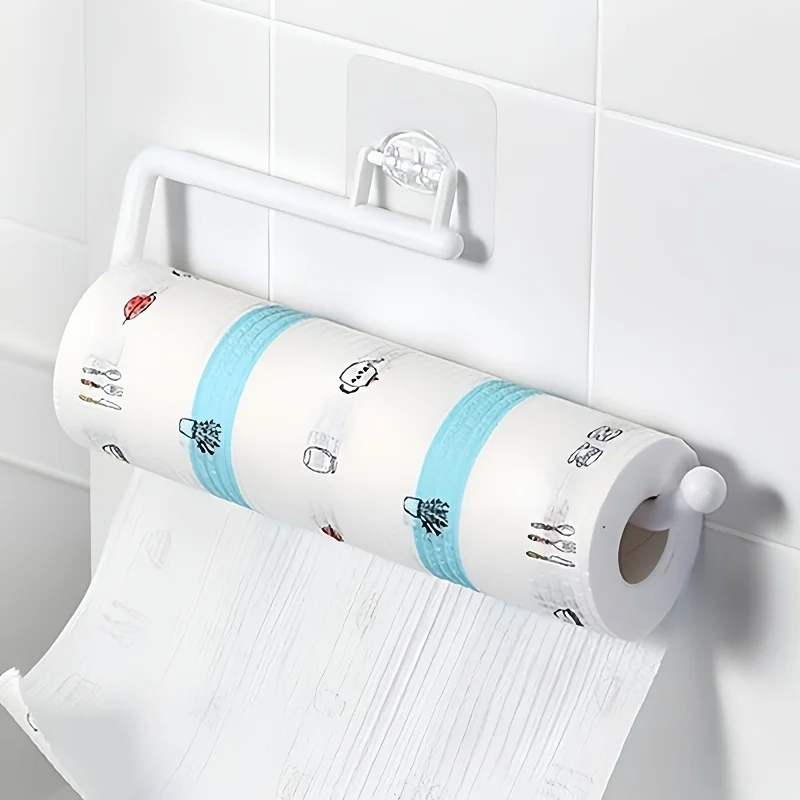 1pc-Household kitchen paper roll holder, cabinet style towel rack, practical bathroom tissue holder, toilet paper accessory tool