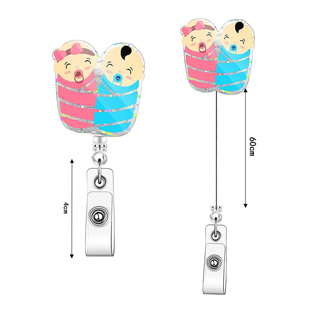 Doctor Nurse Cartoon Retractable Pull Badge Obstetrics And Gynecology Reel Id Lanyard Name Tag Card Badge Holders Reels Supplies