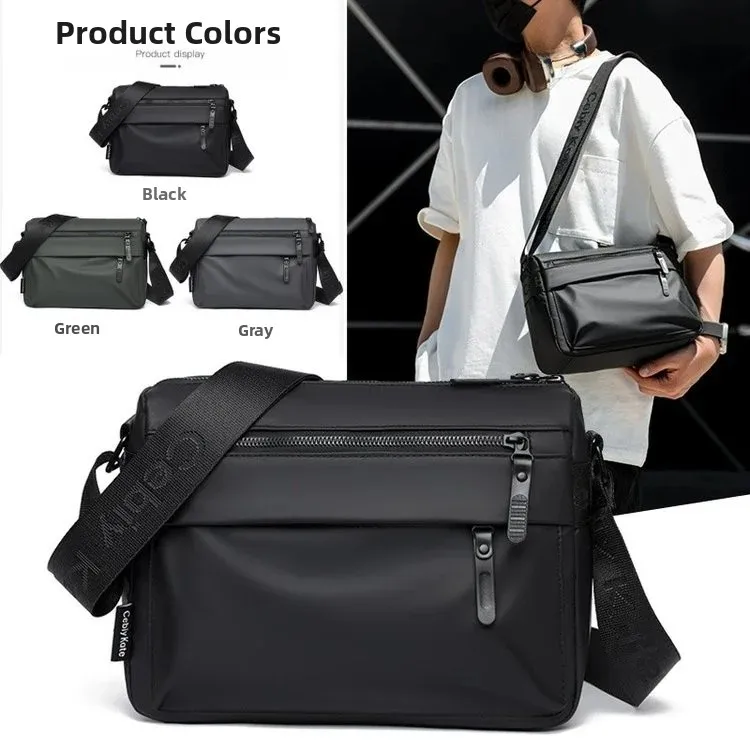 Korean Style Large Capacity Men's Single Shoulder Slant Bag Oxford Cloth Wear Resistant Multi Pocket Outdoor Thickened Backpack