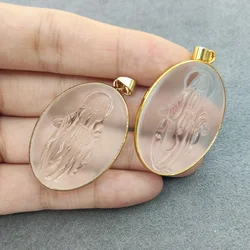 Resin Carving Pendant Virgin Mary Crystal Charm for Necklace Making Protection Jewelry
