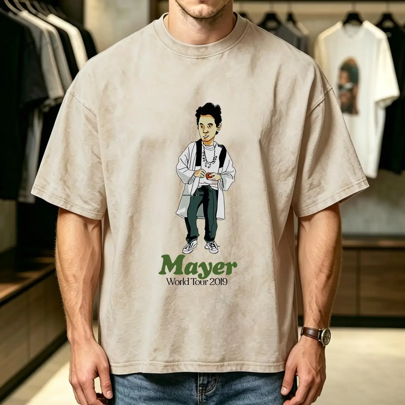 washed T Shirt John Mayer World Tour 2019 Full Size S 5XL long or short sleeves vintage Washed Comfortable Breathable Stretched