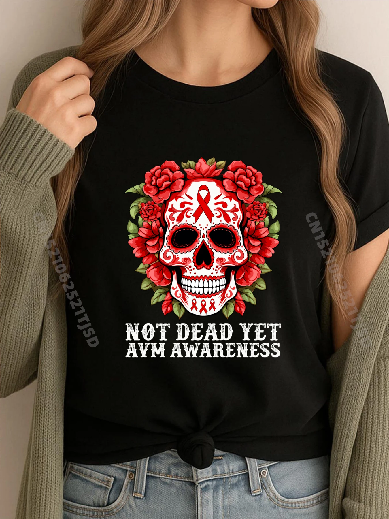 AVM Awareness Графический цветок Череп Aware Графические рубашки Дышащая футболка с принтом